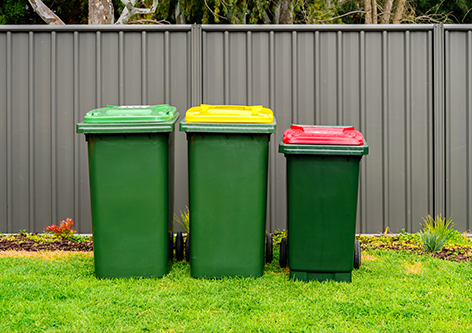 FOGO, recycling and general waste bins Image