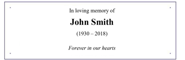 Memorial Plaque Example